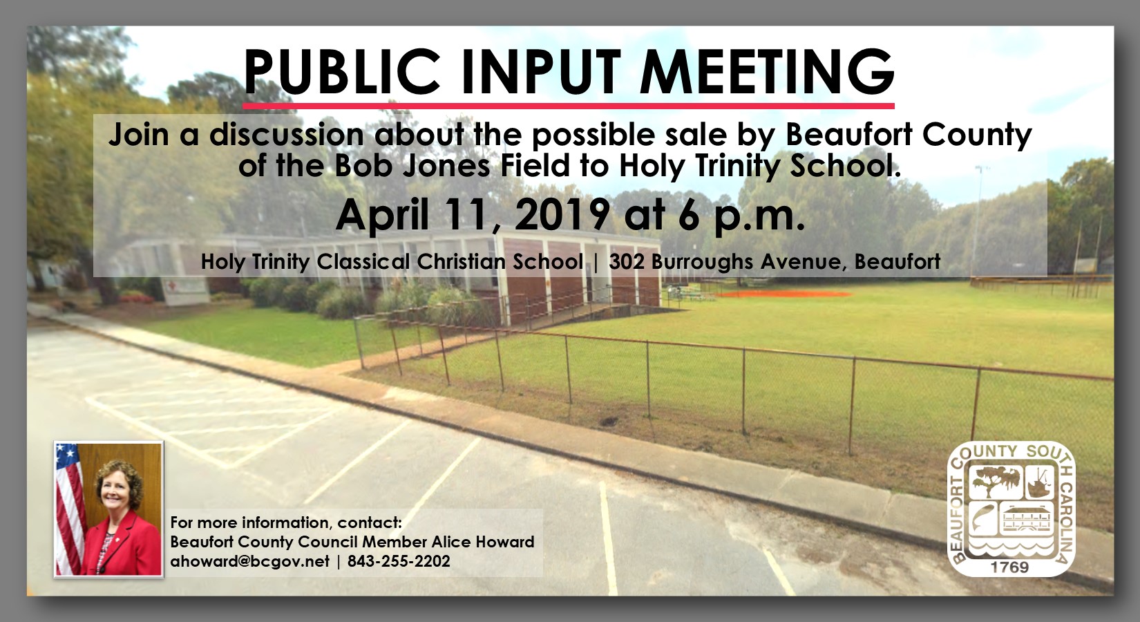 Beaufort County Holding Public Input Meeting April 11 on Possible Sale of Bob Jones Field