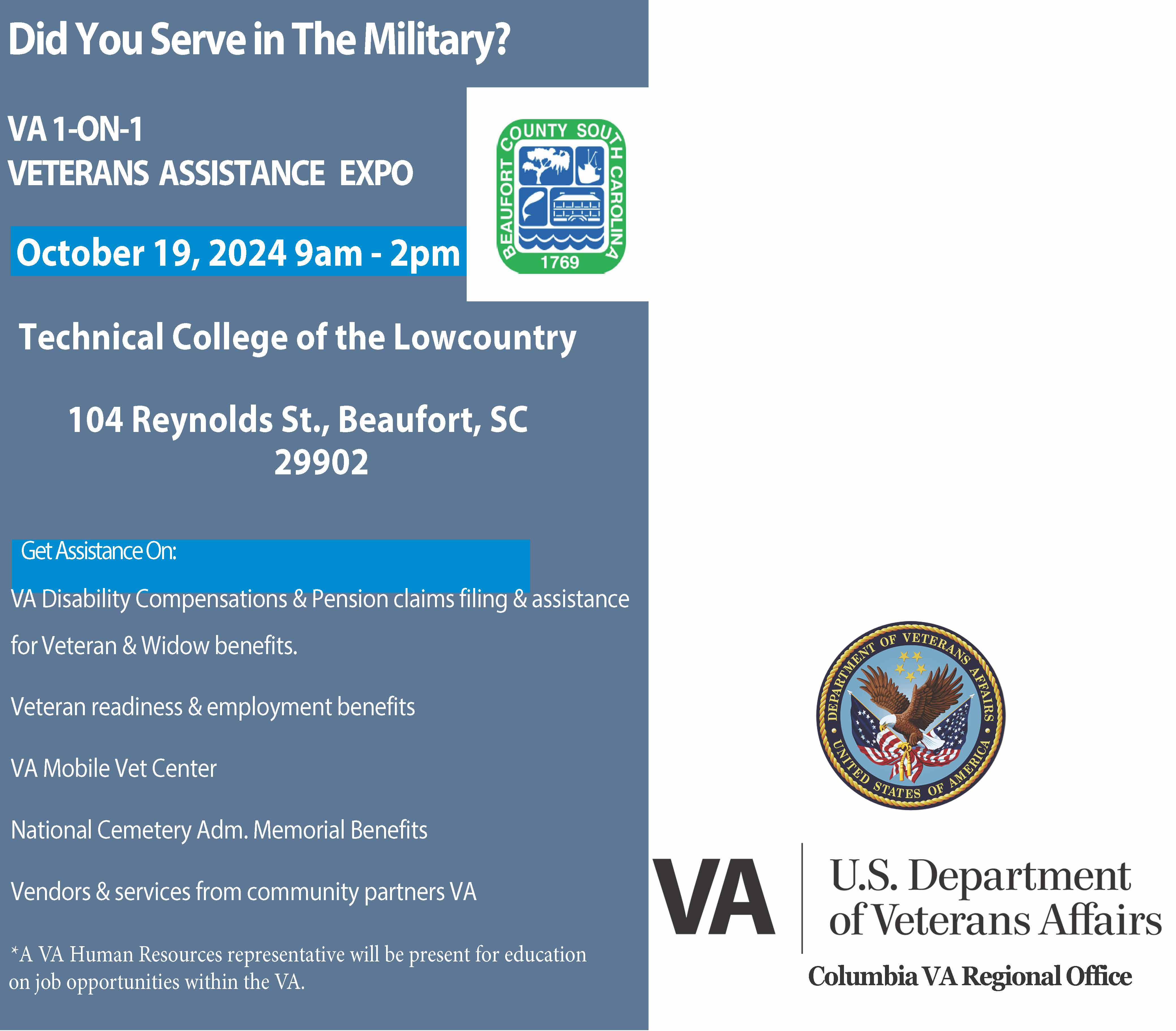 Beaufort County Veterans Affairs Partners With US Department of Veterans Affairs to Sponsor Veterans Assistance Expo