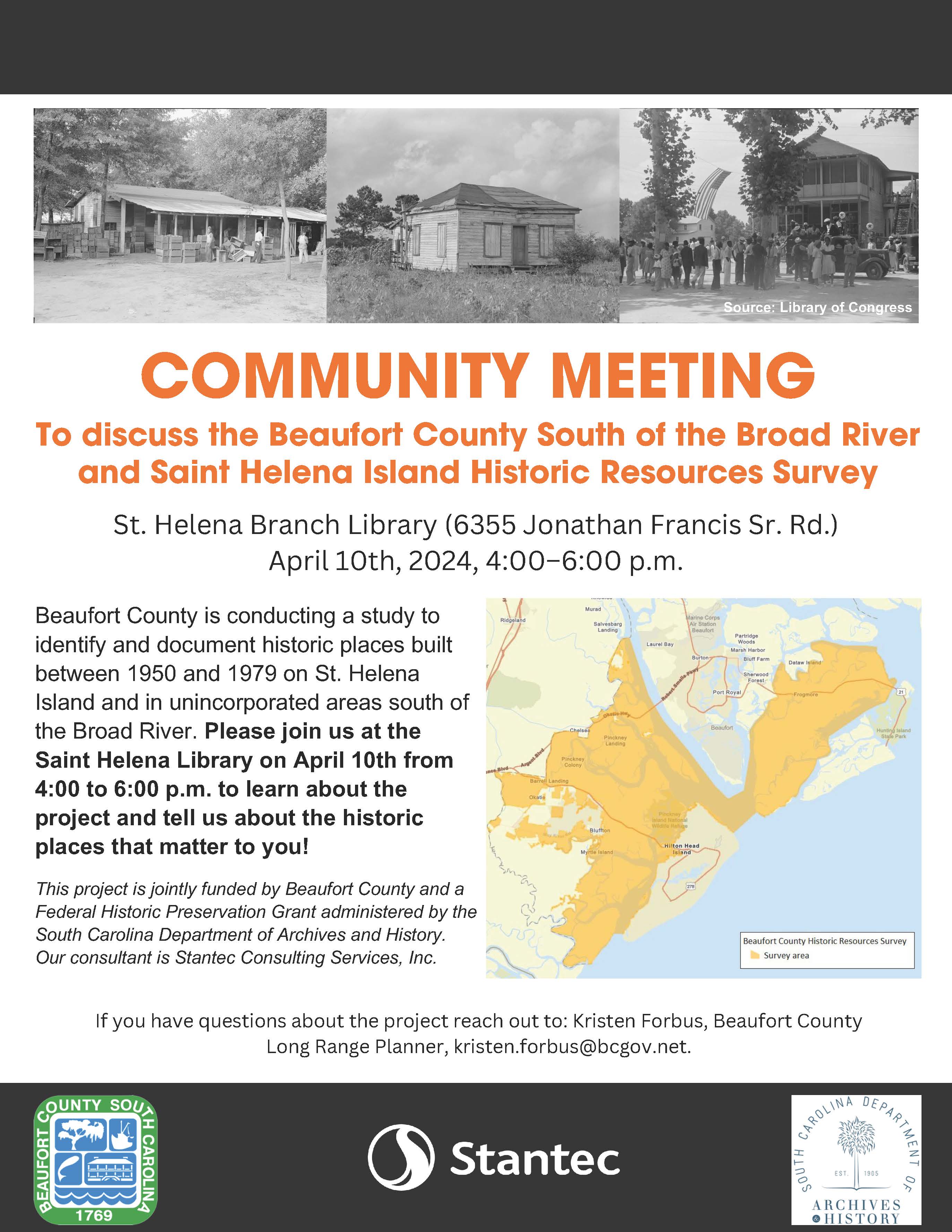 Beaufort County Hosting Community Meeting to Discuss South of the Broad and St. Helena Island Historic Resources Survey