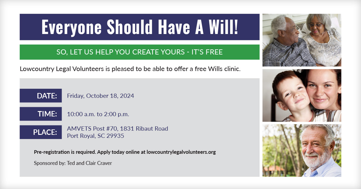 Beaufort County Veterans Affairs Partners with Lowcountry Legal Volunteers to Offer a Wills and Power of Attorney Clinic