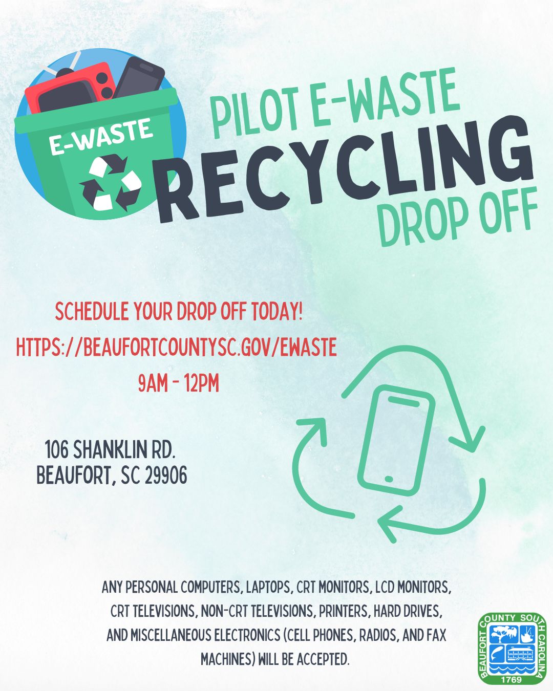 Beaufort County Solid Waste and Recycling Kicks Off Schedule-It-Yourself E-Waste Drop-Off Pilot Program