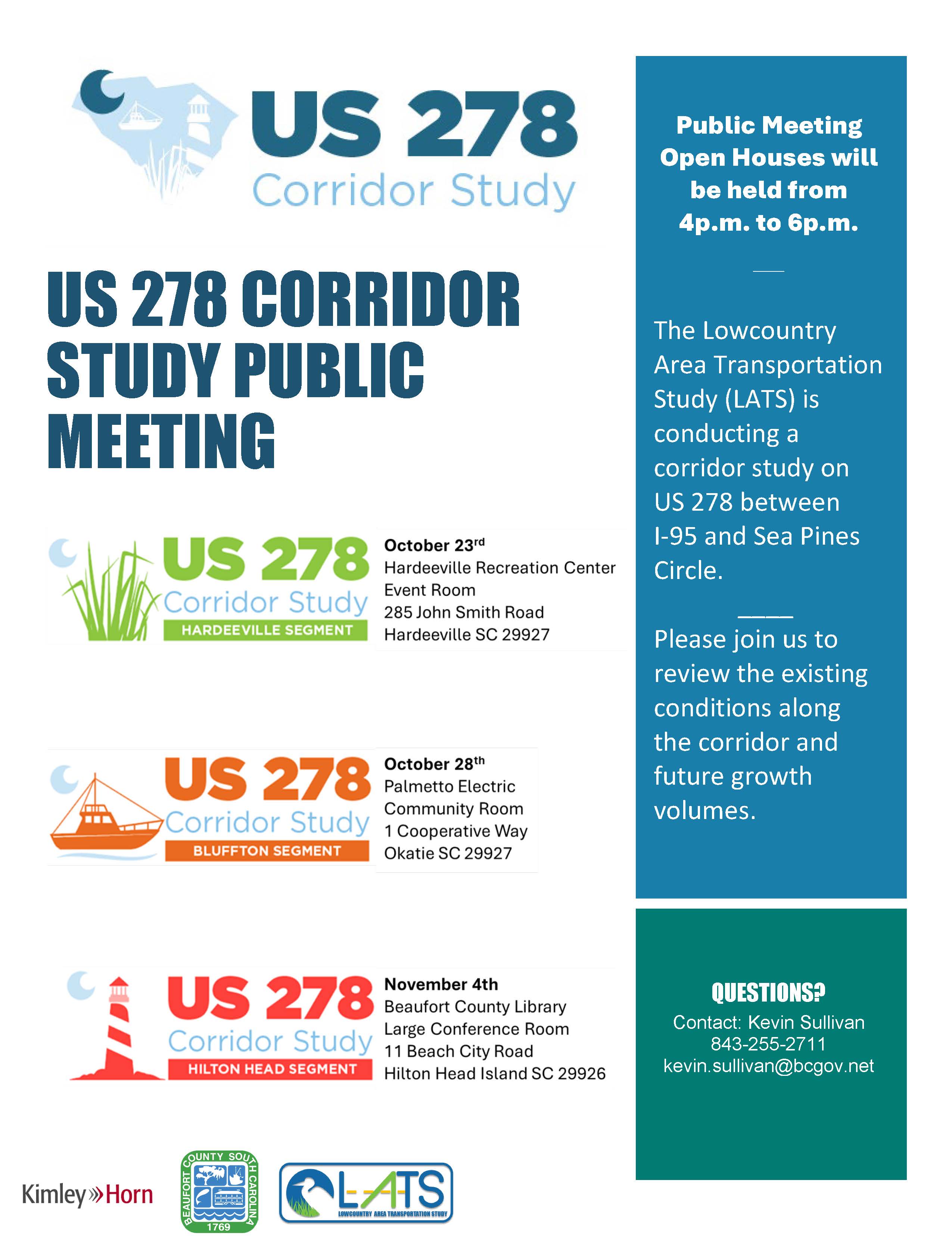 Beaufort County Engineering and Lowcountry Area Transportation Study (LATS) Hosting US 278 Corridor Study Public Meetings